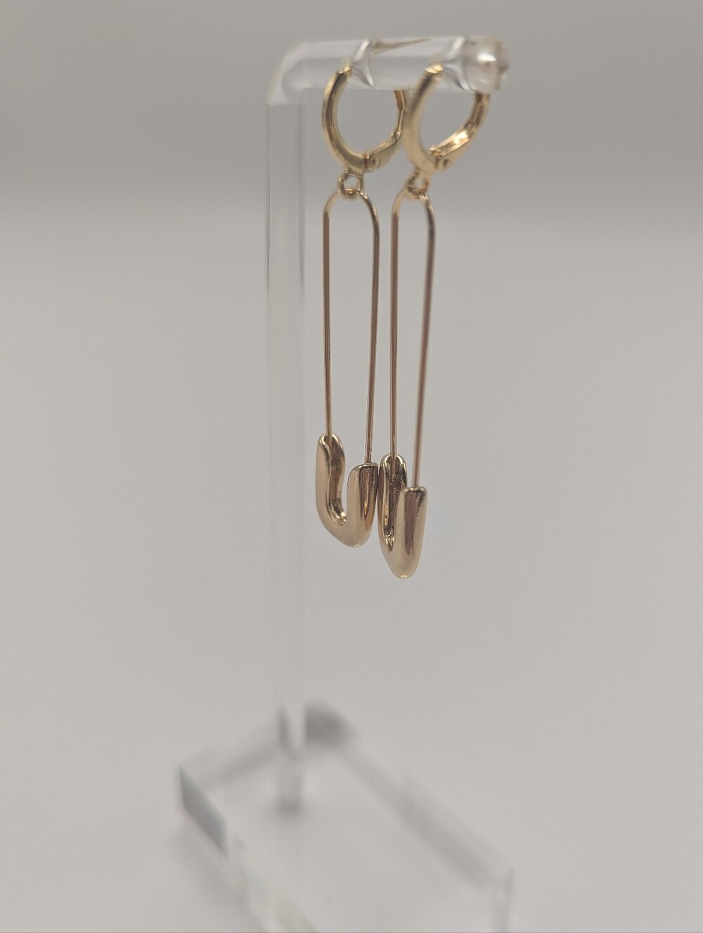 18kt Gold-plated Safety Pin Dangle Earrings